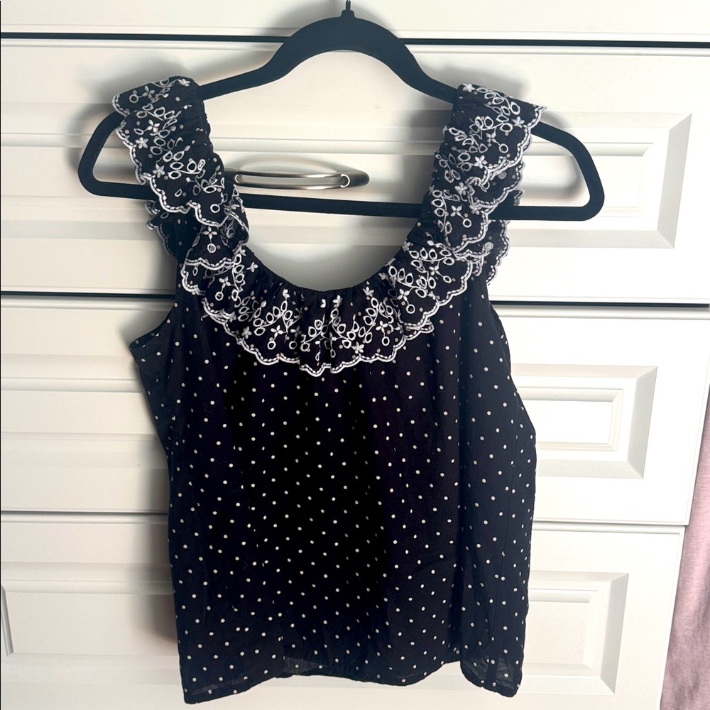 Sezane Rosa Blouse Black Polka Dots/ Ecru - Size 6
